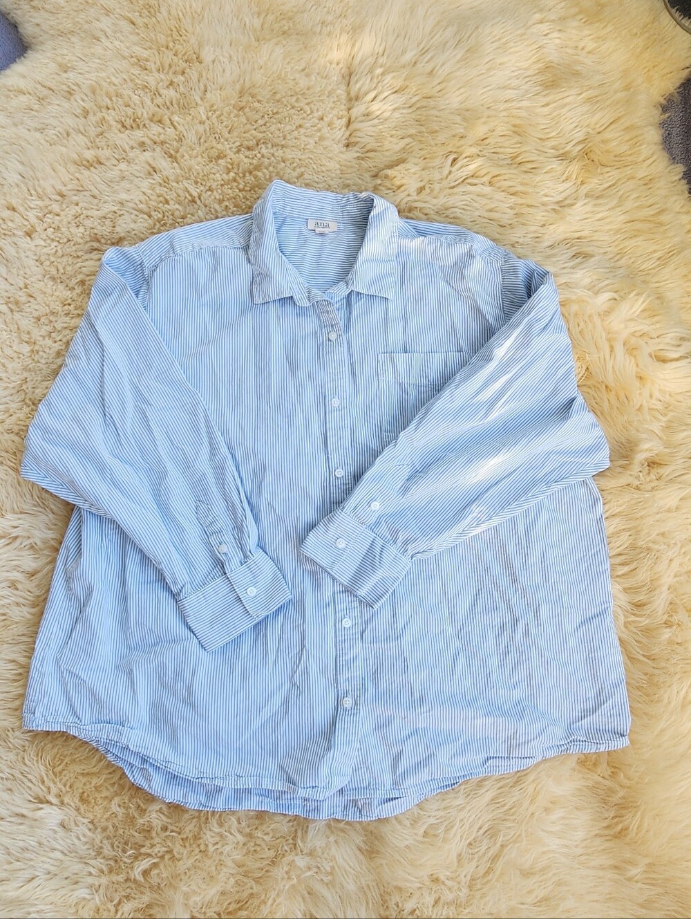 ANA Light Blue and White Thin Stripe Button-Down Shirt